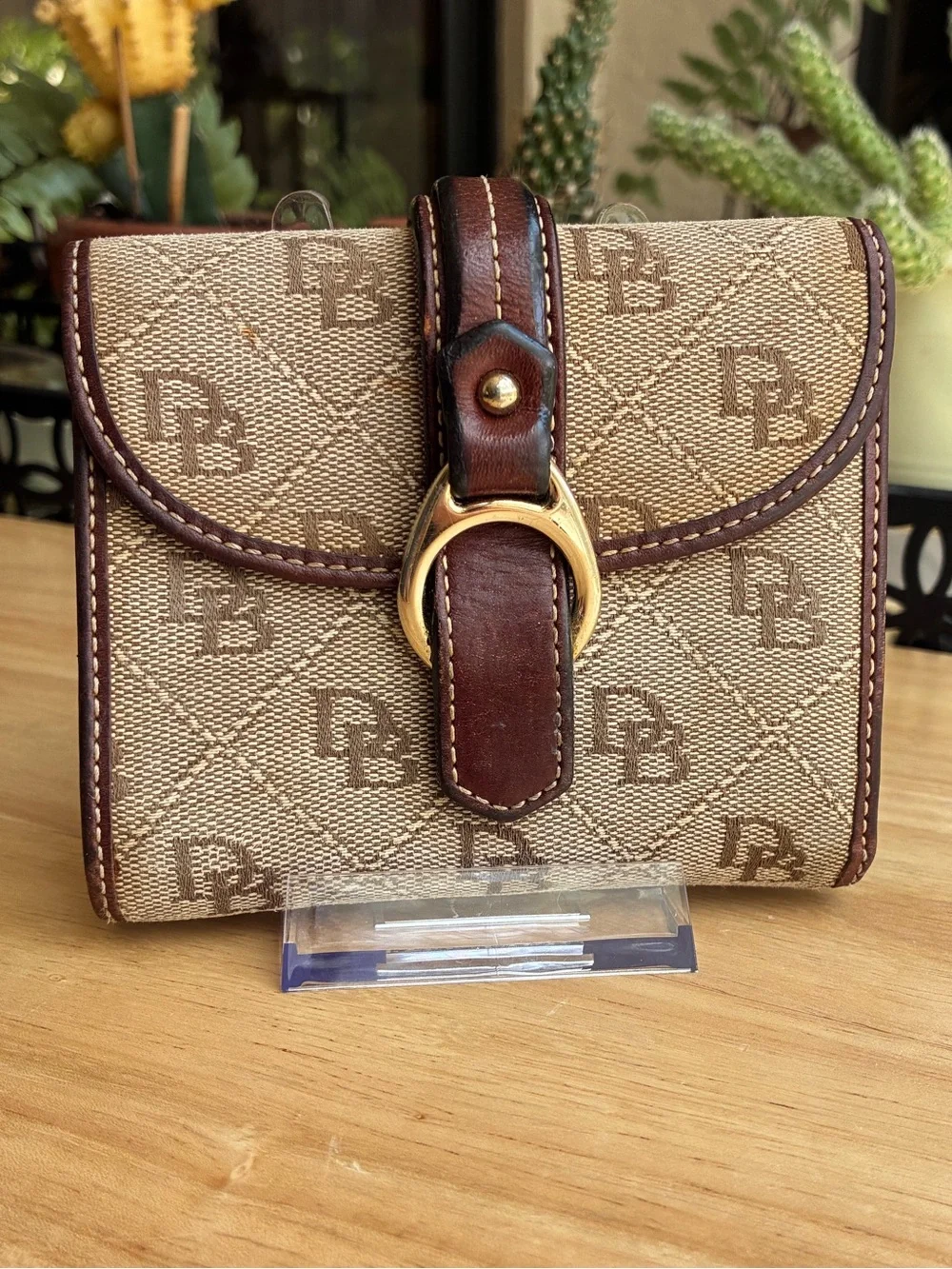 Vintage Dooney & Bourke Signature Monogram Trifold Wallet